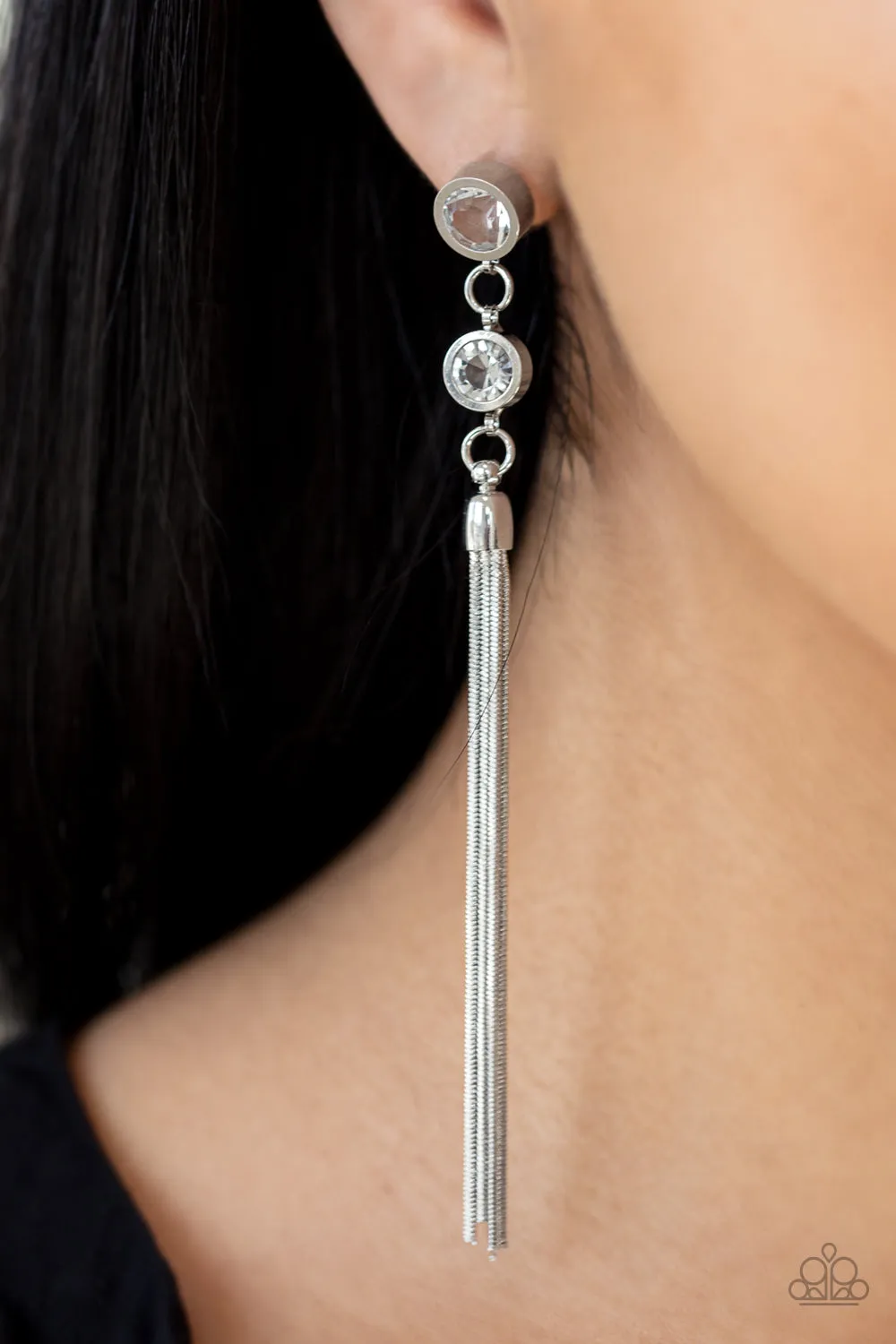 Tassel Twinkle White Post Earring