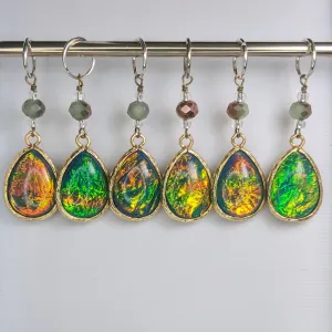 Teardrop Cabochon (Resin) Earrings & Stitch Markers