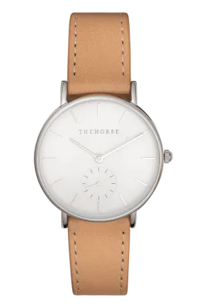 THE HORSE CLASSIC WATCH - POLISHED SILVER/ WHITE/NUDE LEATHER