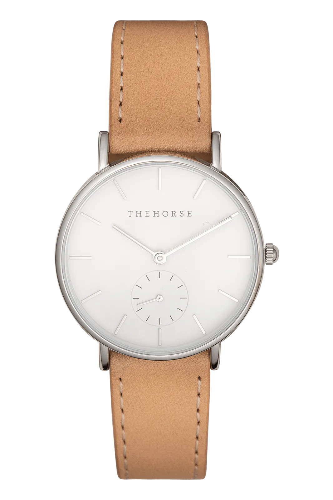 THE HORSE CLASSIC WATCH - POLISHED SILVER/ WHITE/NUDE LEATHER