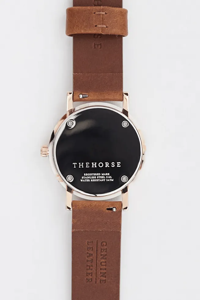 THE HORSE MINI RESIN WATCH - NOUGAT SHELL/WHITE DIAL/TAN LEATHER