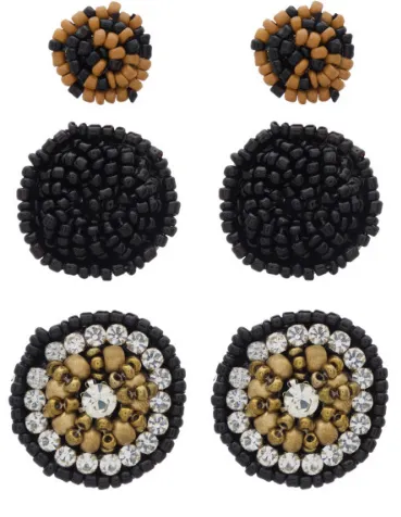 Three Pack Beaded Rhinestone Accent Earrings Black