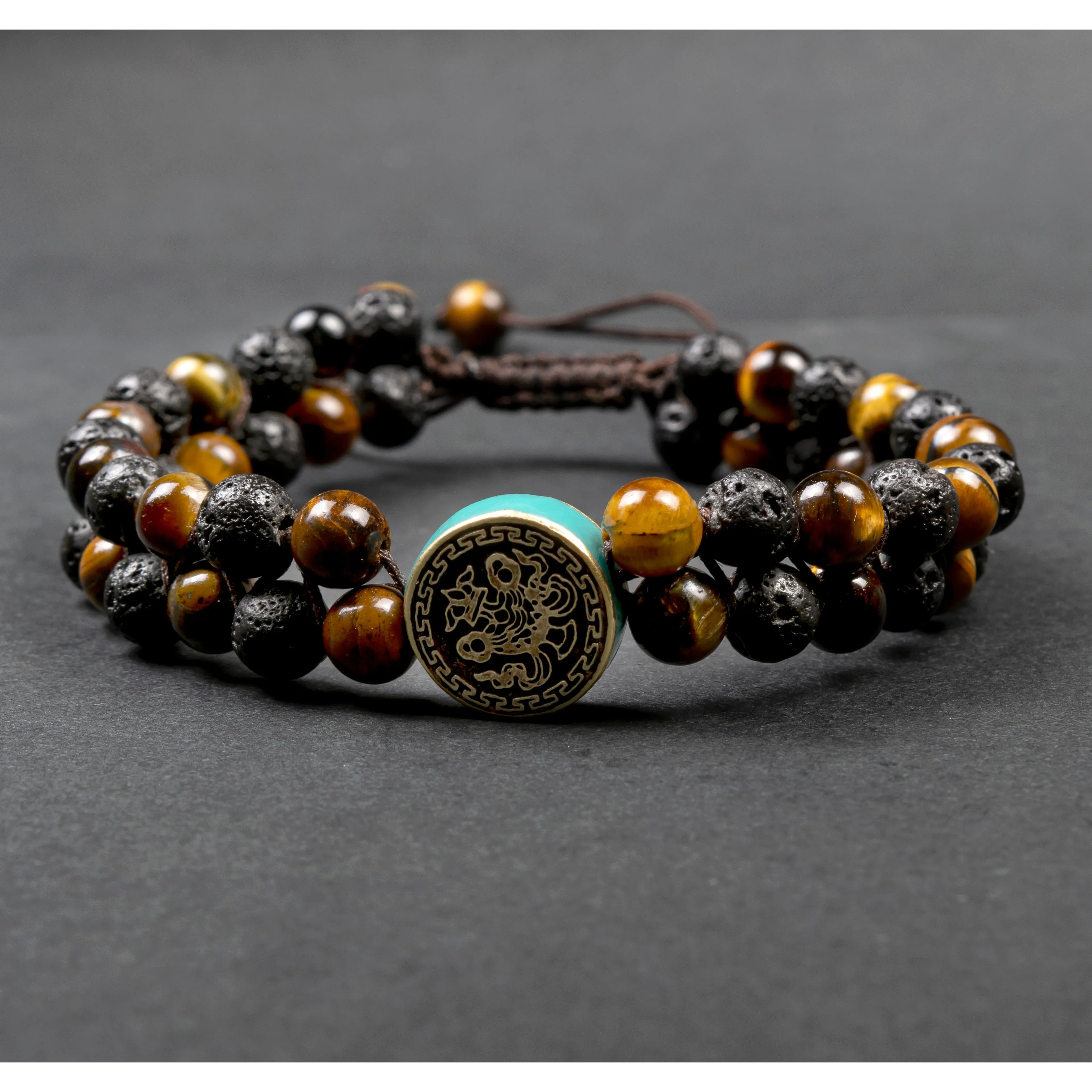 Tiger Eye Lava Stone Double Layer Bracelet