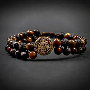 Tiger Eye Lava Stone Double Layer Bracelet