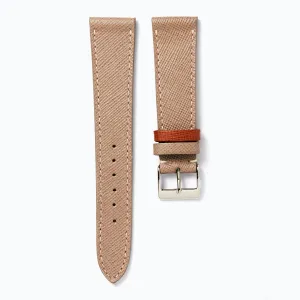 Time Tide Grey   White Stitch Elegant Leather Watch Strap