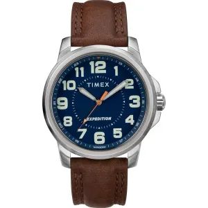 Timex Mens Expedition Metal Field Watch - Blue Dial/Brown Strap