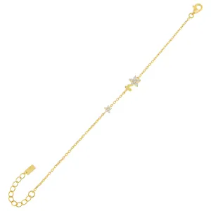 Tiny CZ Butterfly X Flower Bracelet