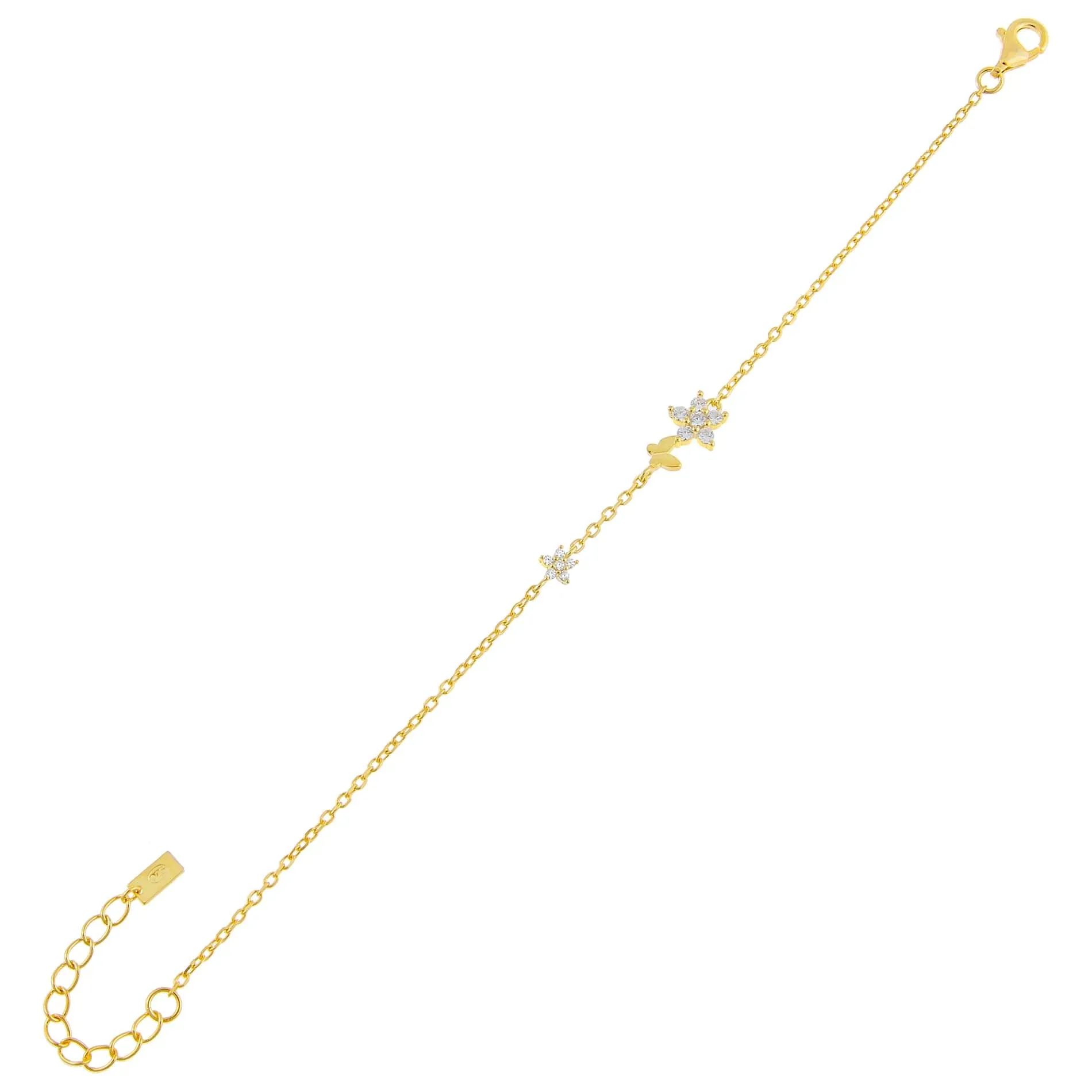 Tiny CZ Butterfly X Flower Bracelet