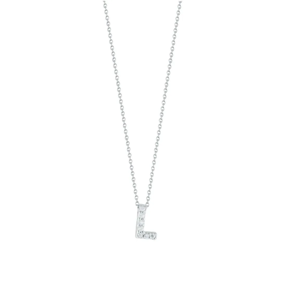 Tiny Treasures 18K White Gold Love Letter “L” Diamond Necklace