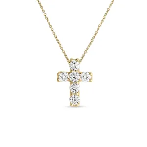 Tiny Treasures 18K Yellow Gold Square Diamond Cross Necklace