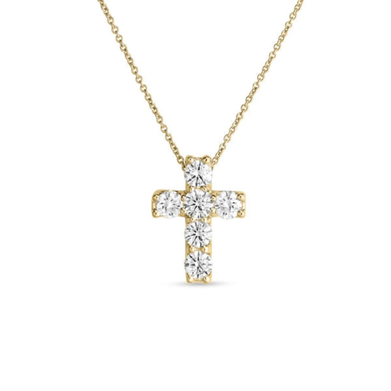 Tiny Treasures 18K Yellow Gold Square Diamond Cross Necklace