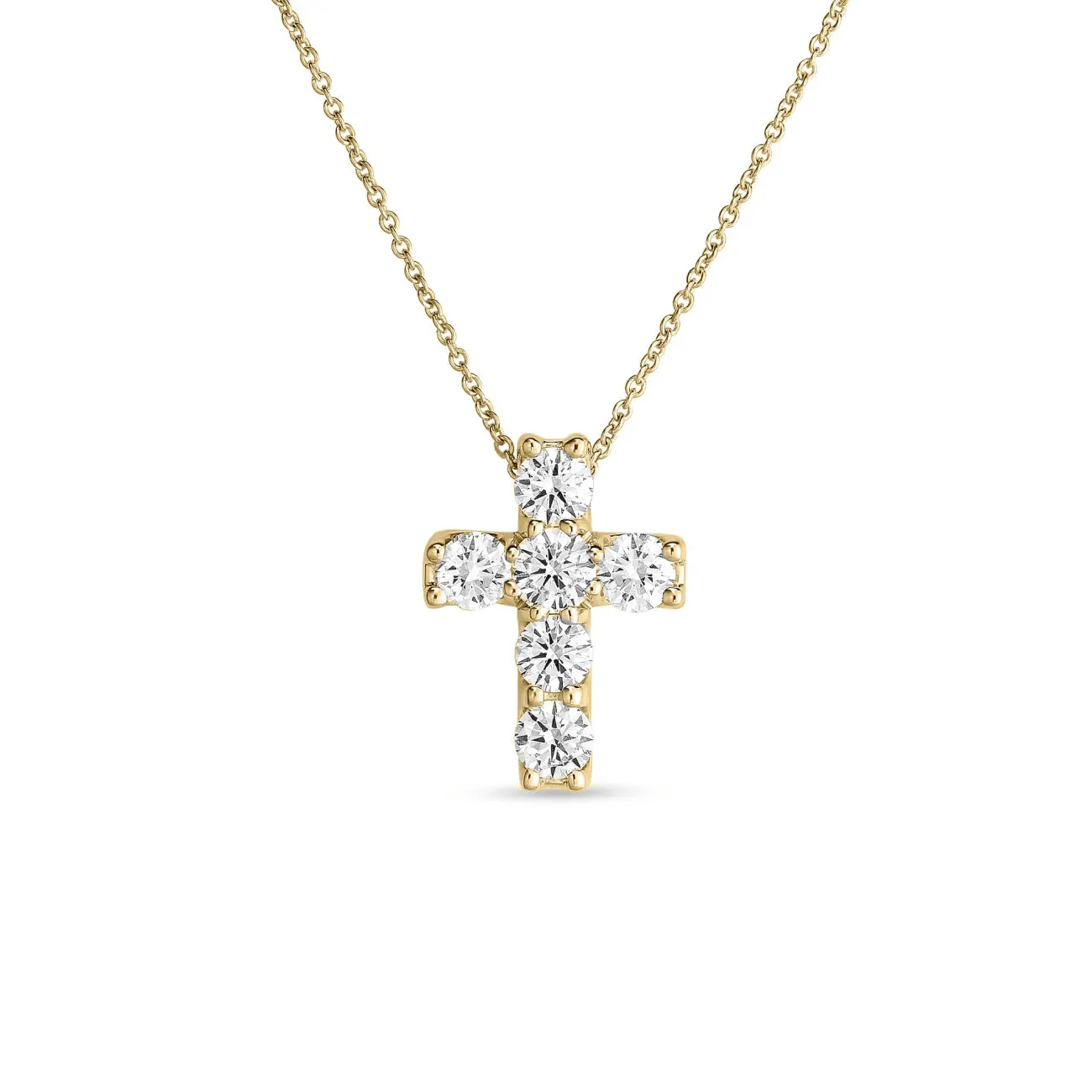 Tiny Treasures 18K Yellow Gold Square Diamond Cross Necklace