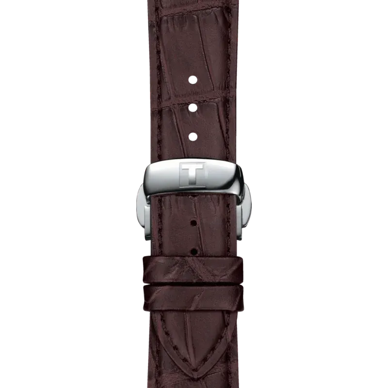 Tissot Gentleman Brown Leather Strap Black Dial Quartz Watch for Gents - T127.410.16.051.01