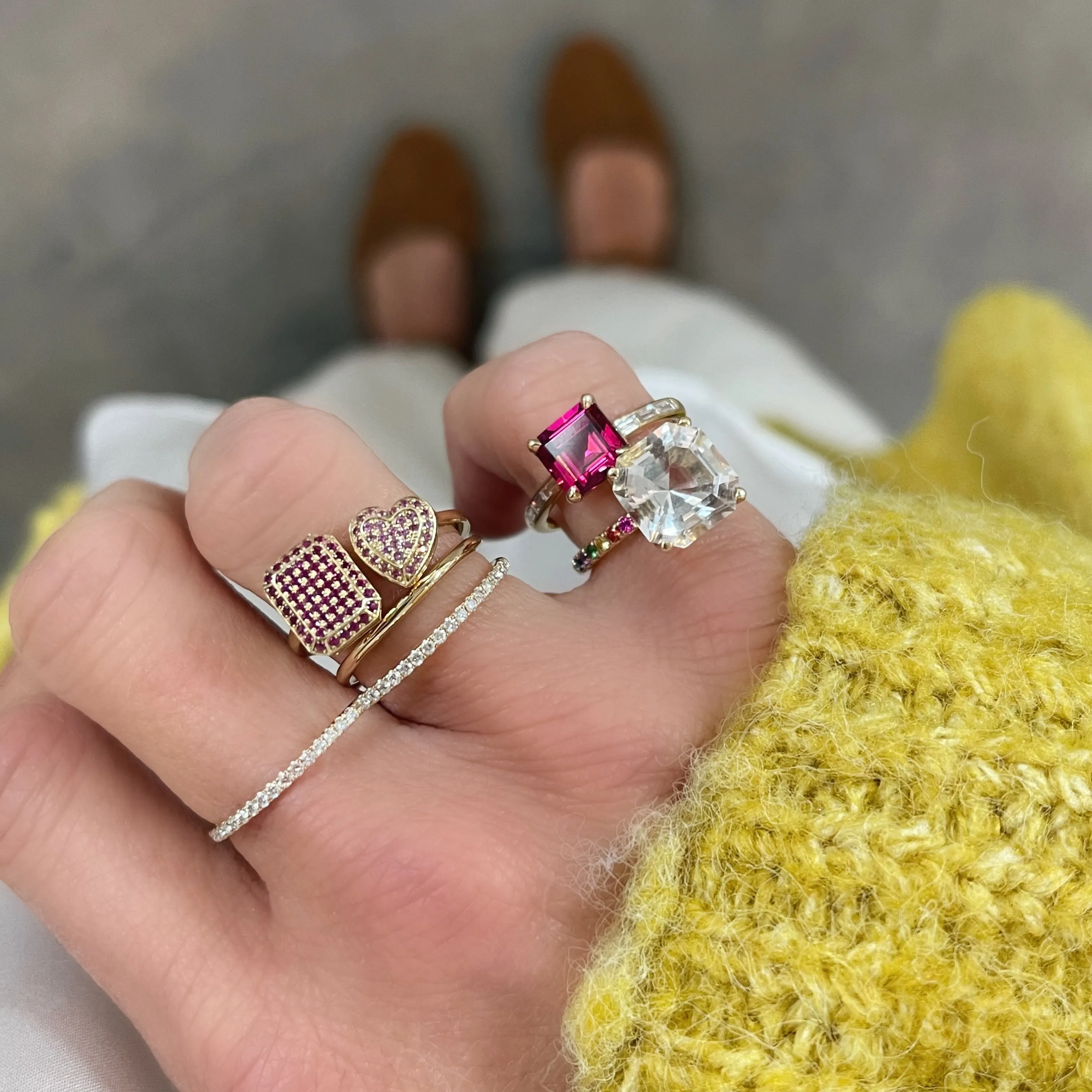 Toi Et Moi Illusion Emerald & Heart Shape Ring