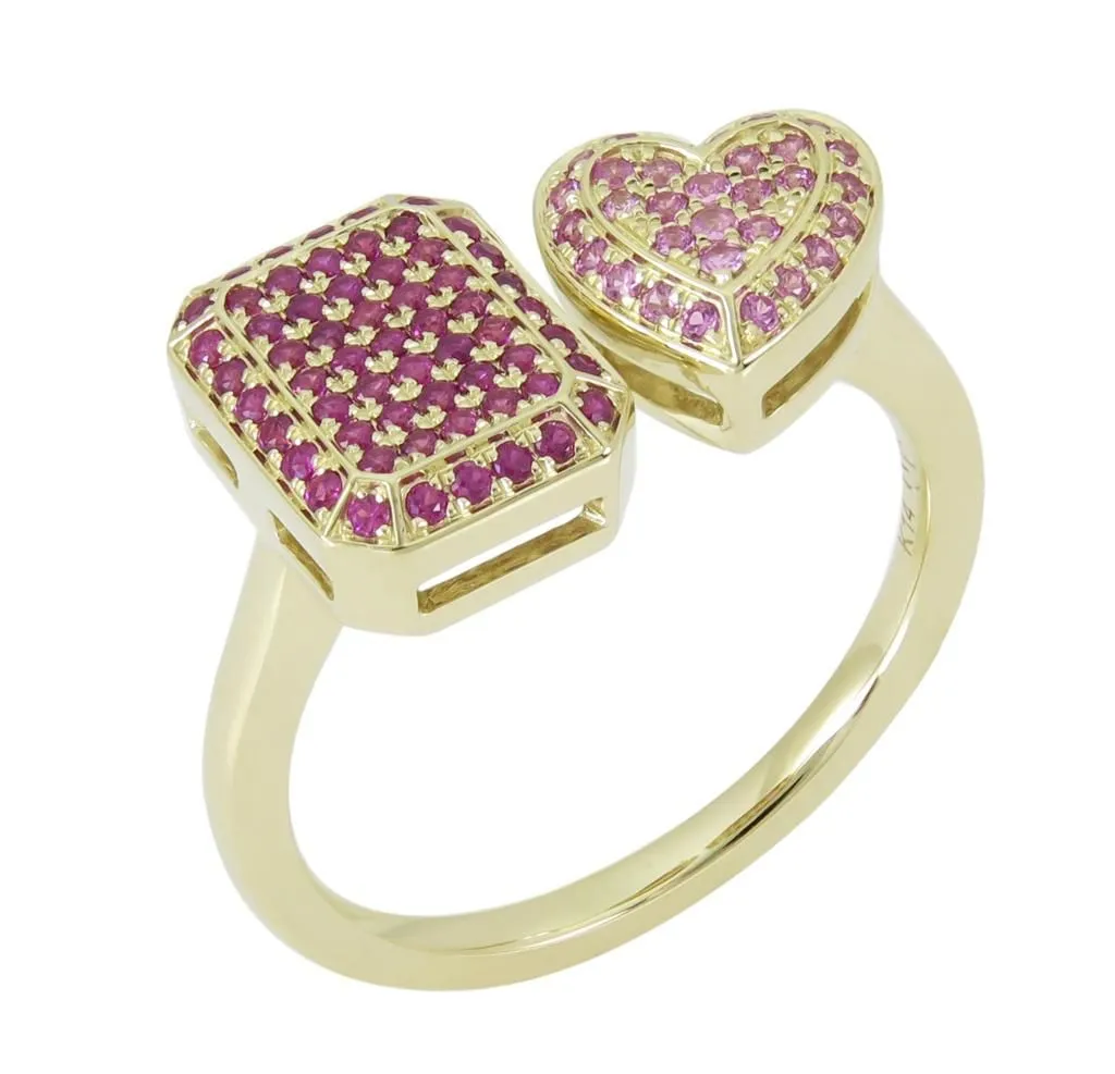 Toi Et Moi Illusion Emerald & Heart Shape Ring
