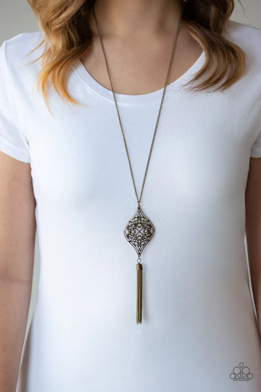 Totally Worth the TASSEL Brass Paparazzi Necklace