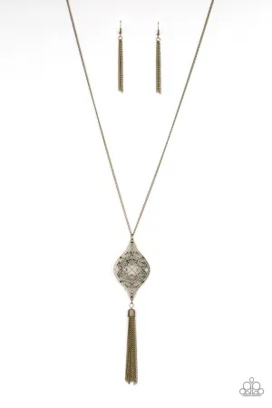 Totally Worth the TASSEL Brass Paparazzi Necklace