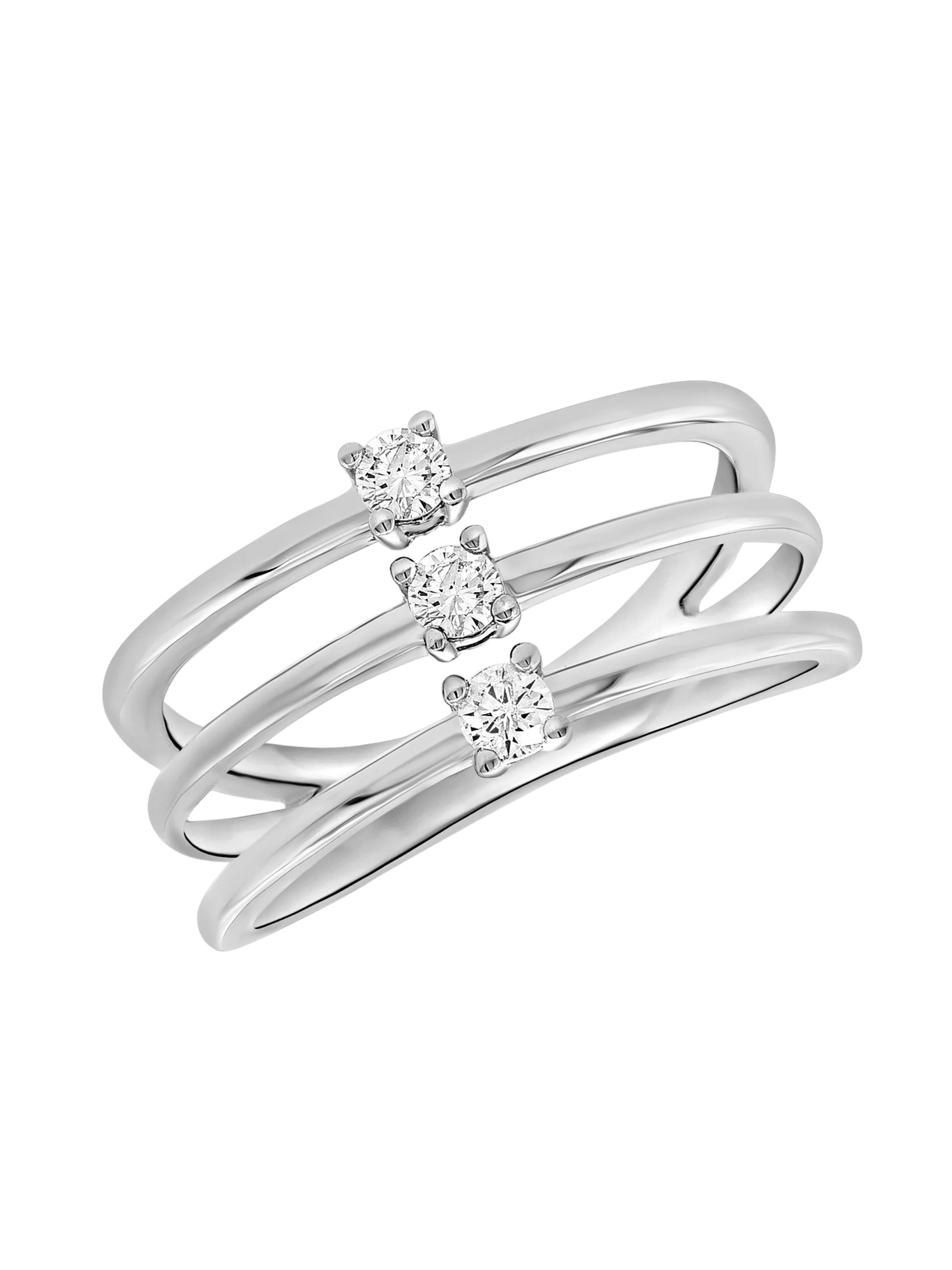 Triple Stacked Diamond Ring 14K
