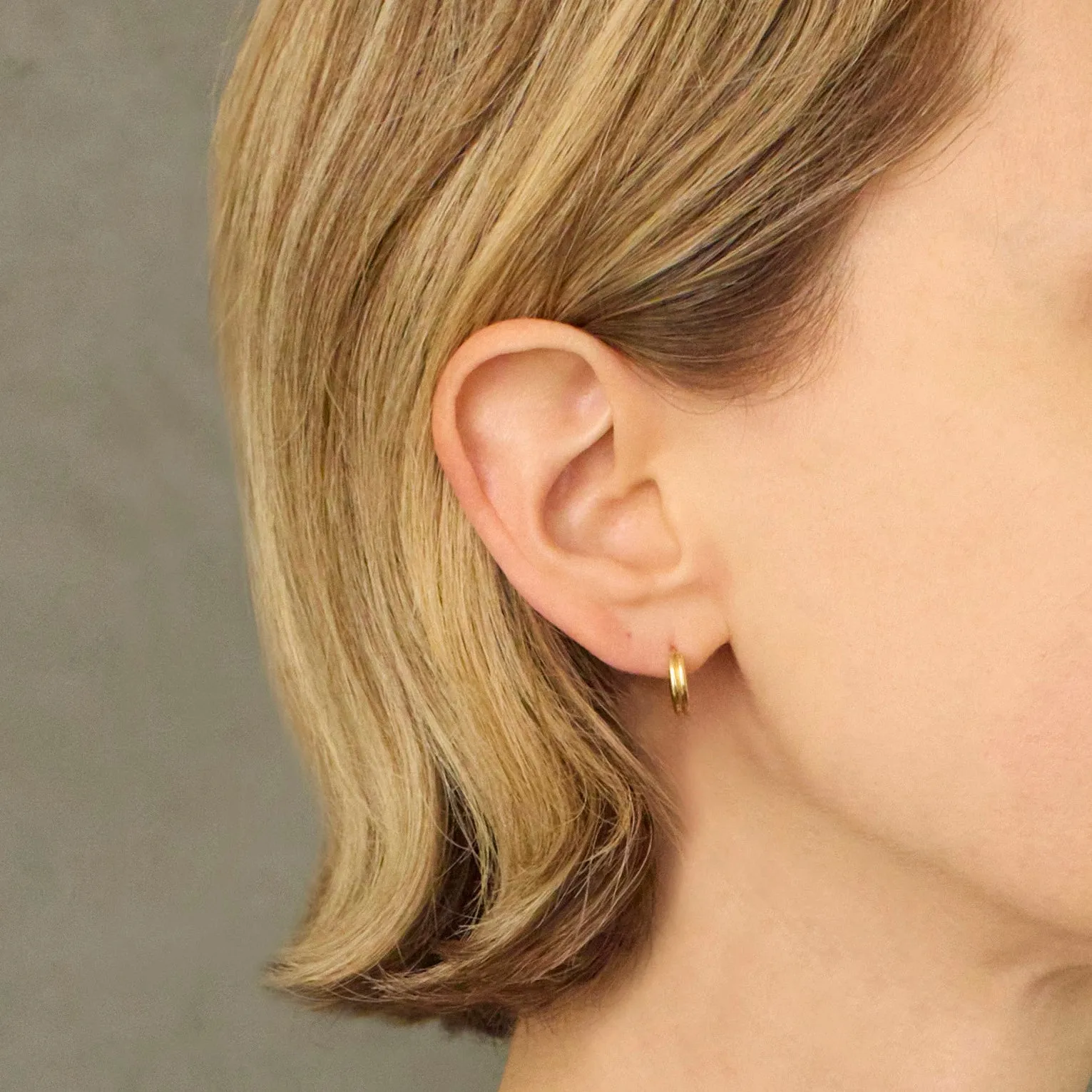 Triple Tassel Blue Sapphire Rondelles Earrings with Double Huggies, 18K Yellow Gold