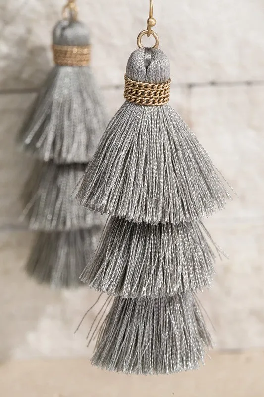 Triple Tier Tassel Earring