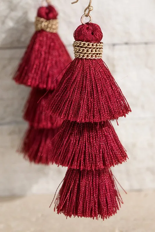 Triple Tier Tassel Earring