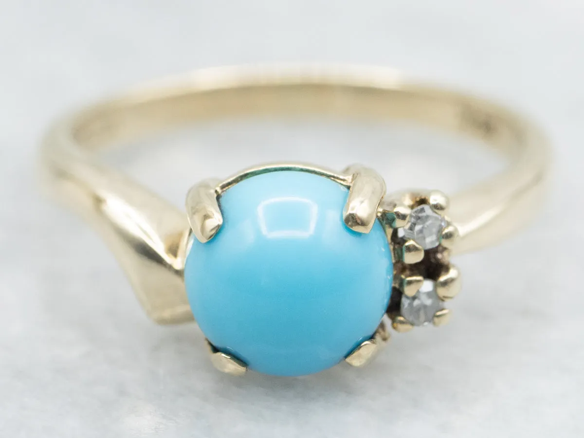 Turquoise and Diamond Bypass Ring