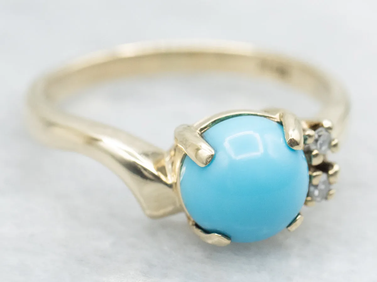 Turquoise and Diamond Bypass Ring