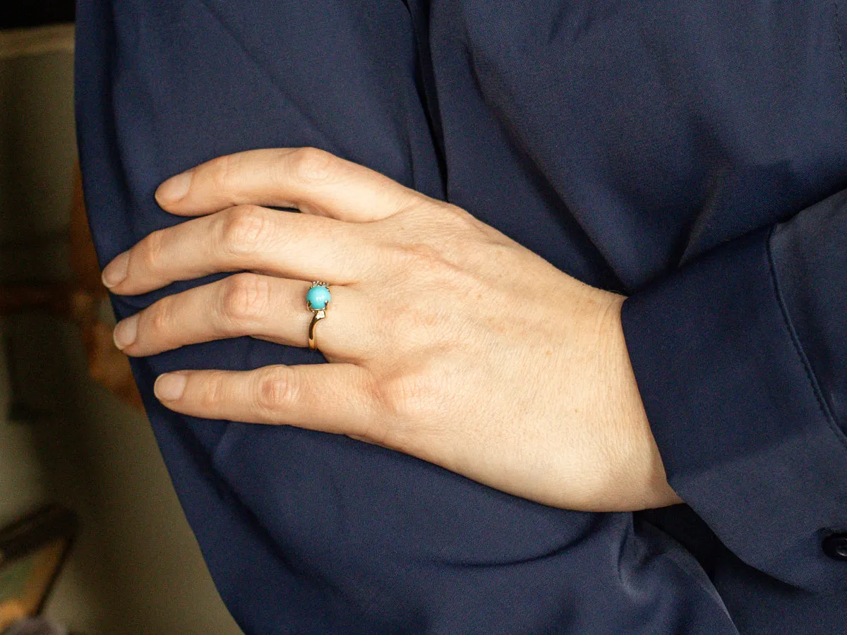 Turquoise and Diamond Bypass Ring