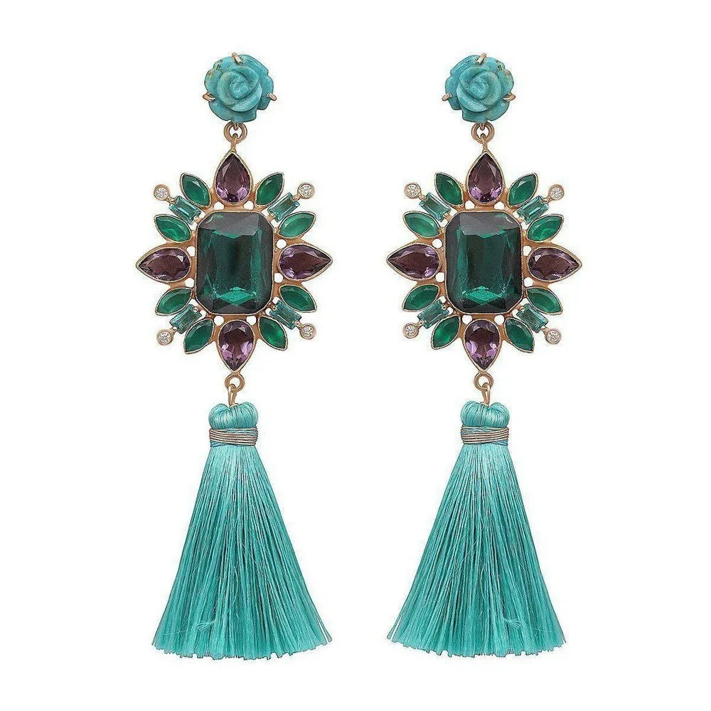 Turquoise Tassel Earrings