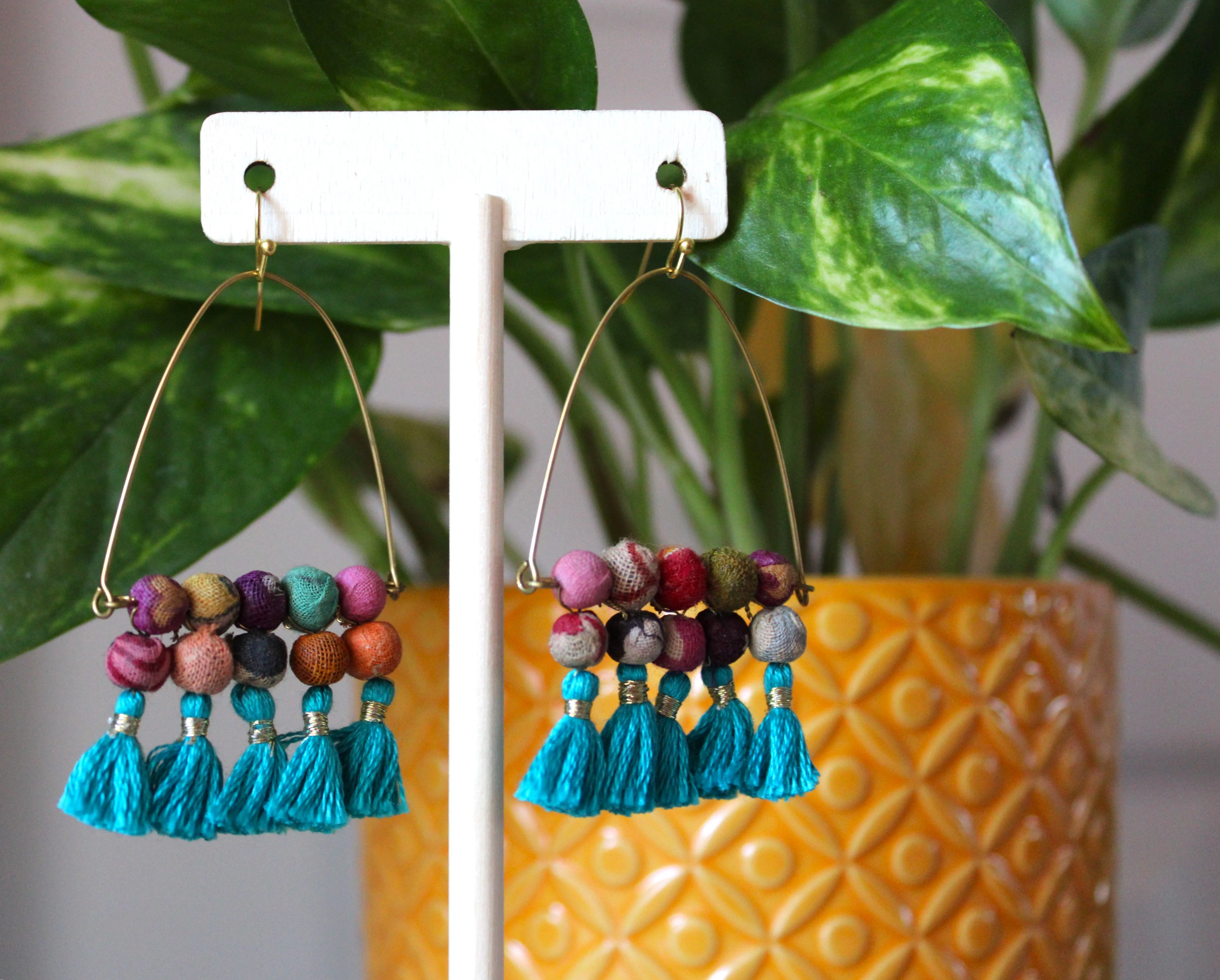 Turquoise Tassel Earrings