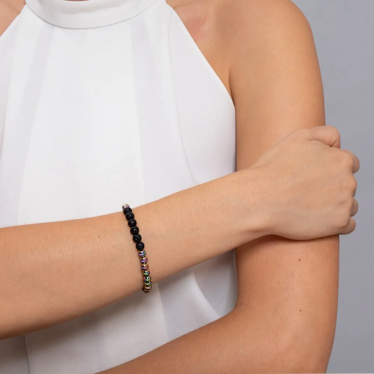 Unicorn Silver and Black | Lava Rock Diffuser Bracelet