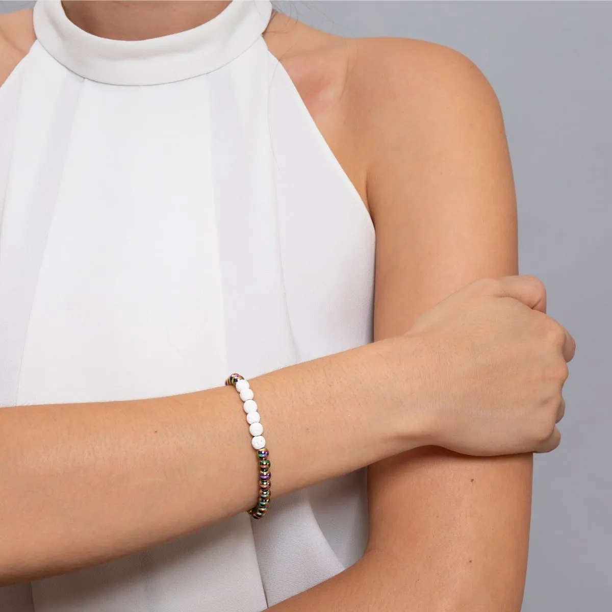 Unicorn Silver and White | Lava Rock Diffuser Bracelet