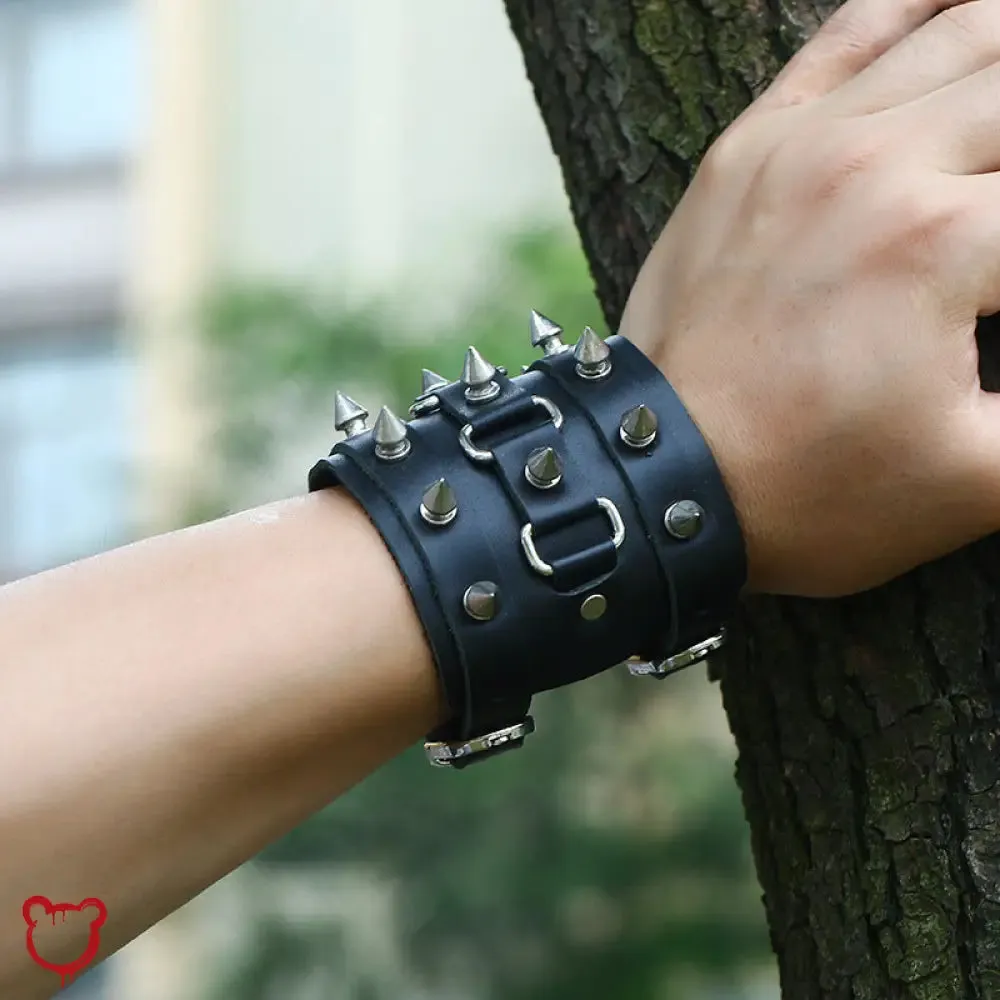 Unisex Spiked Leather Bracelet