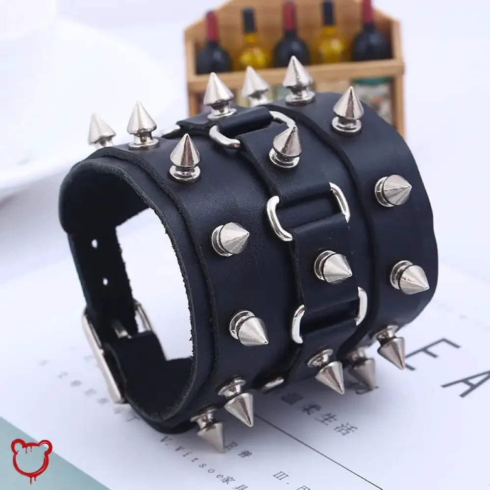 Unisex Spiked Leather Bracelet