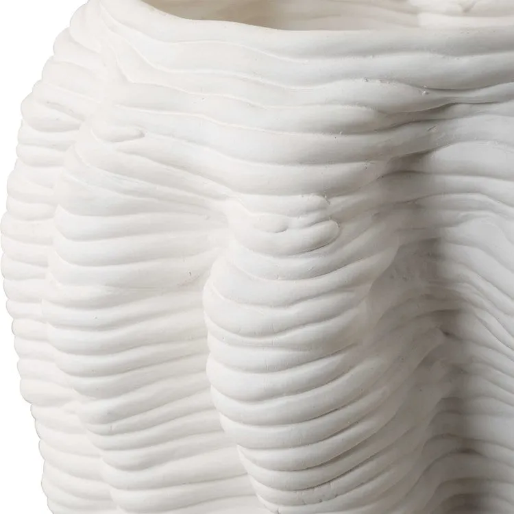 Uttermost Stratified Matte White Glaze Modern Organic Vase
