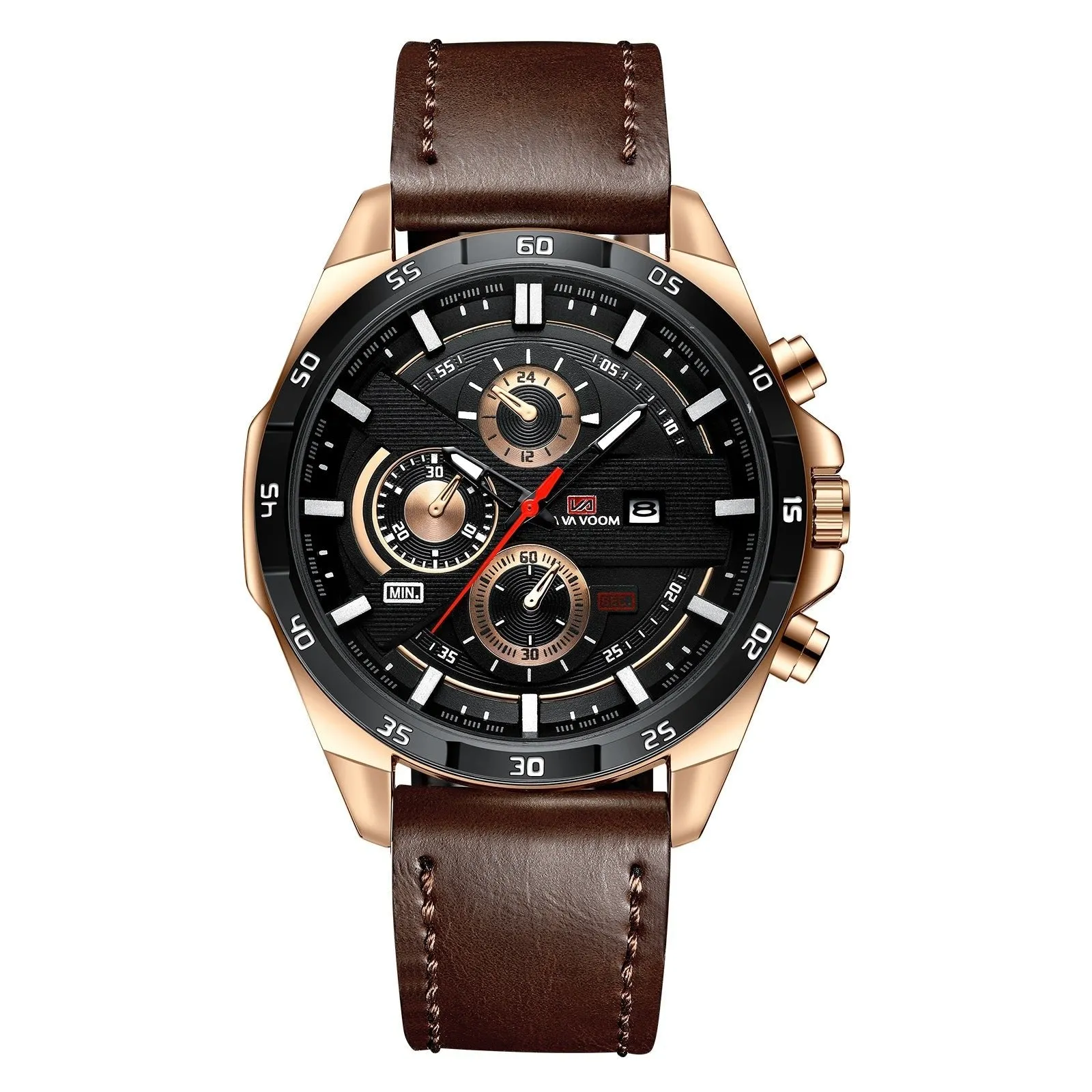 VA VA VOOM Va-216 Leather and Steel Strap Chronograph watch For Men