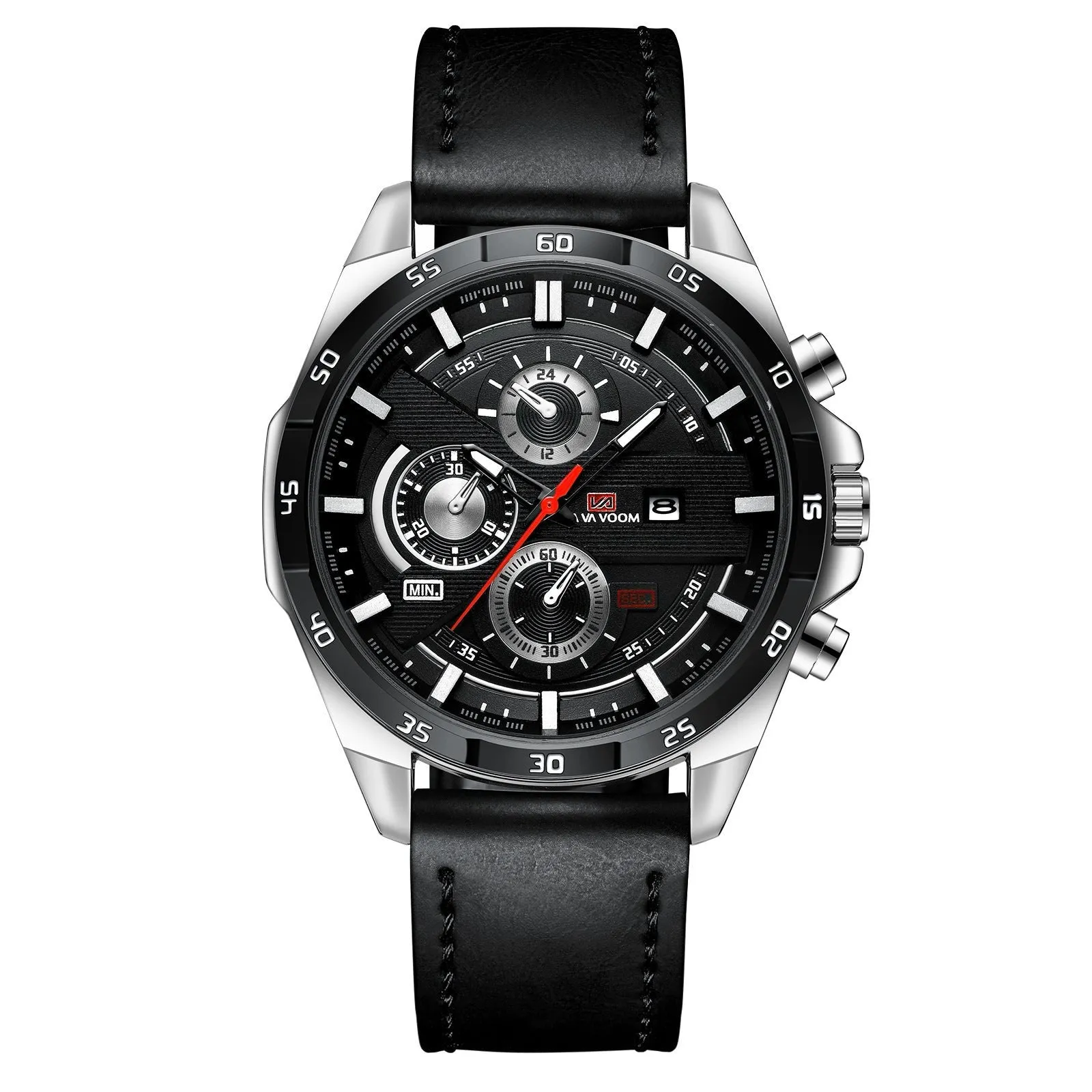 VA VA VOOM Va-216 Leather and Steel Strap Chronograph watch For Men