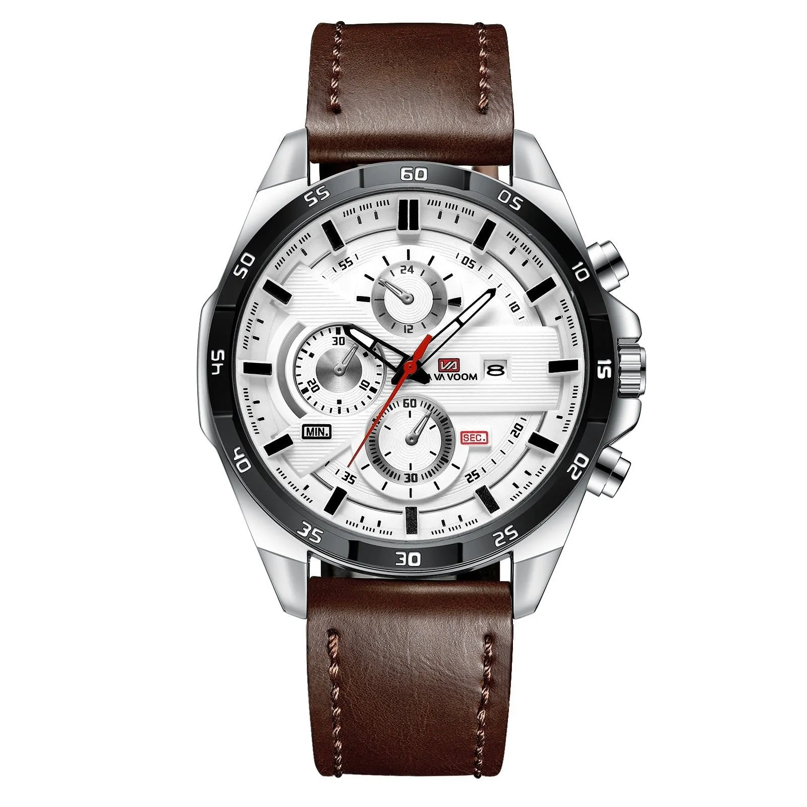 VA VA VOOM Va-216 Leather and Steel Strap Chronograph watch For Men