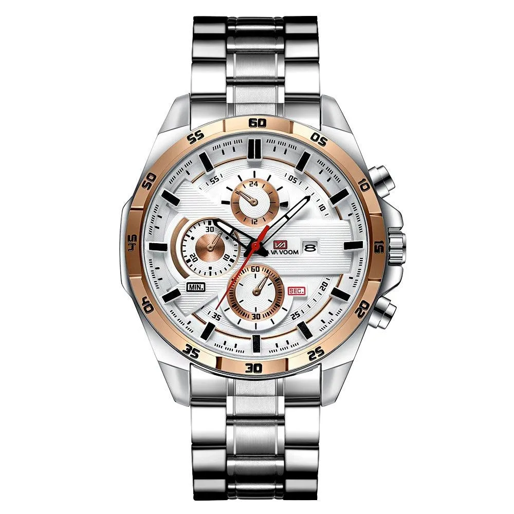 VA VA VOOM Va-216 Leather and Steel Strap Chronograph watch For Men