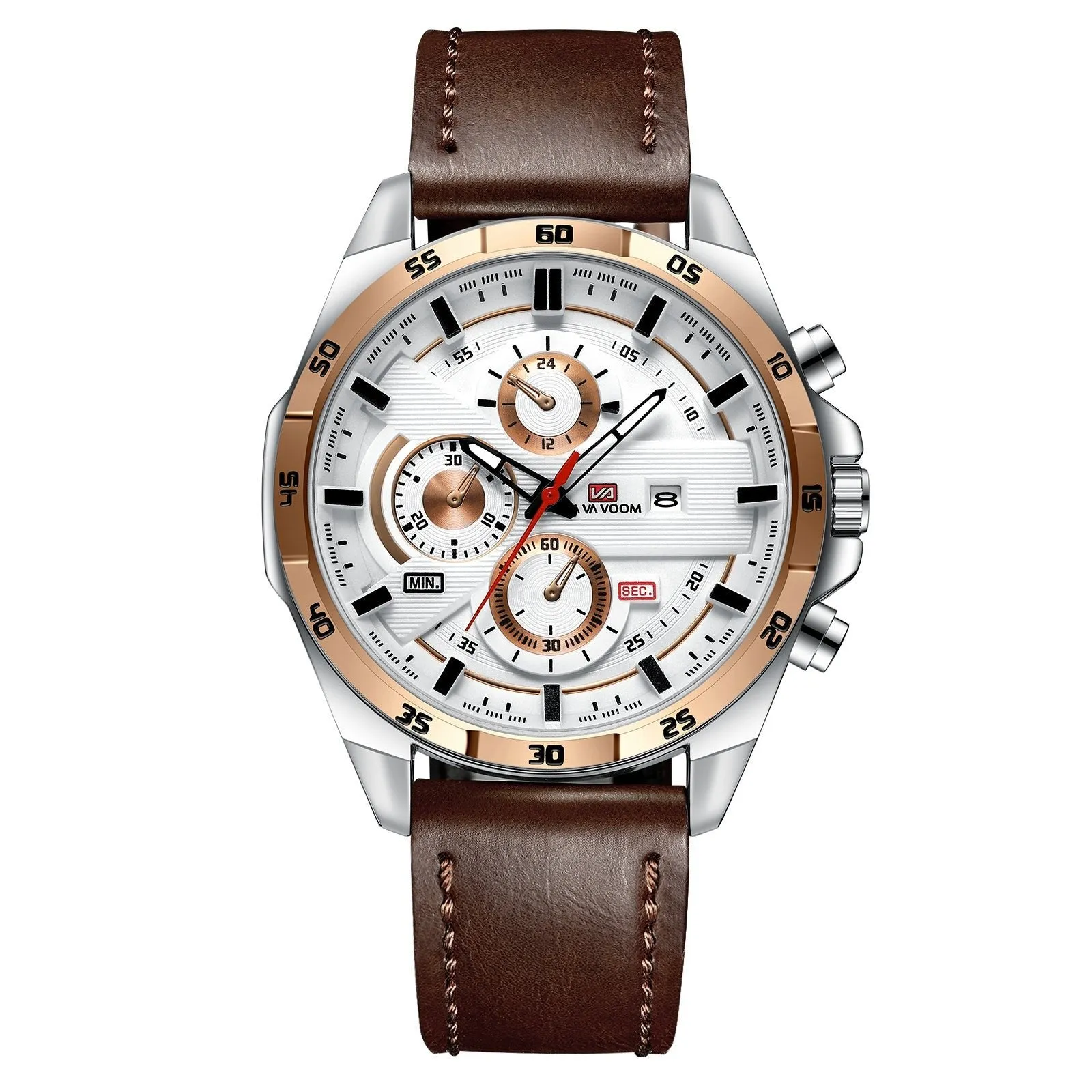 VA VA VOOM Va-216 Leather and Steel Strap Chronograph watch For Men