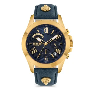 Versus Versace Chrono Lion Gents Blue Dial Blue Leather Strap Chronograph Watch