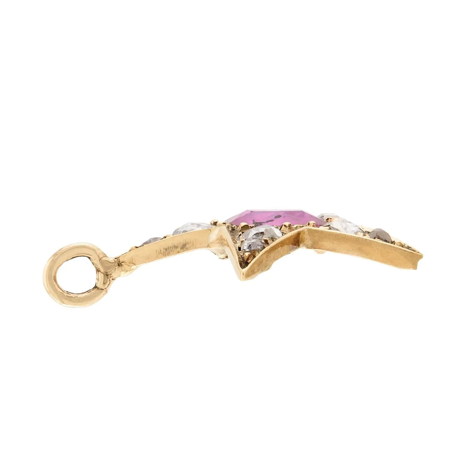 Victorian 18k Burma Ruby & Diamond Star Pendant