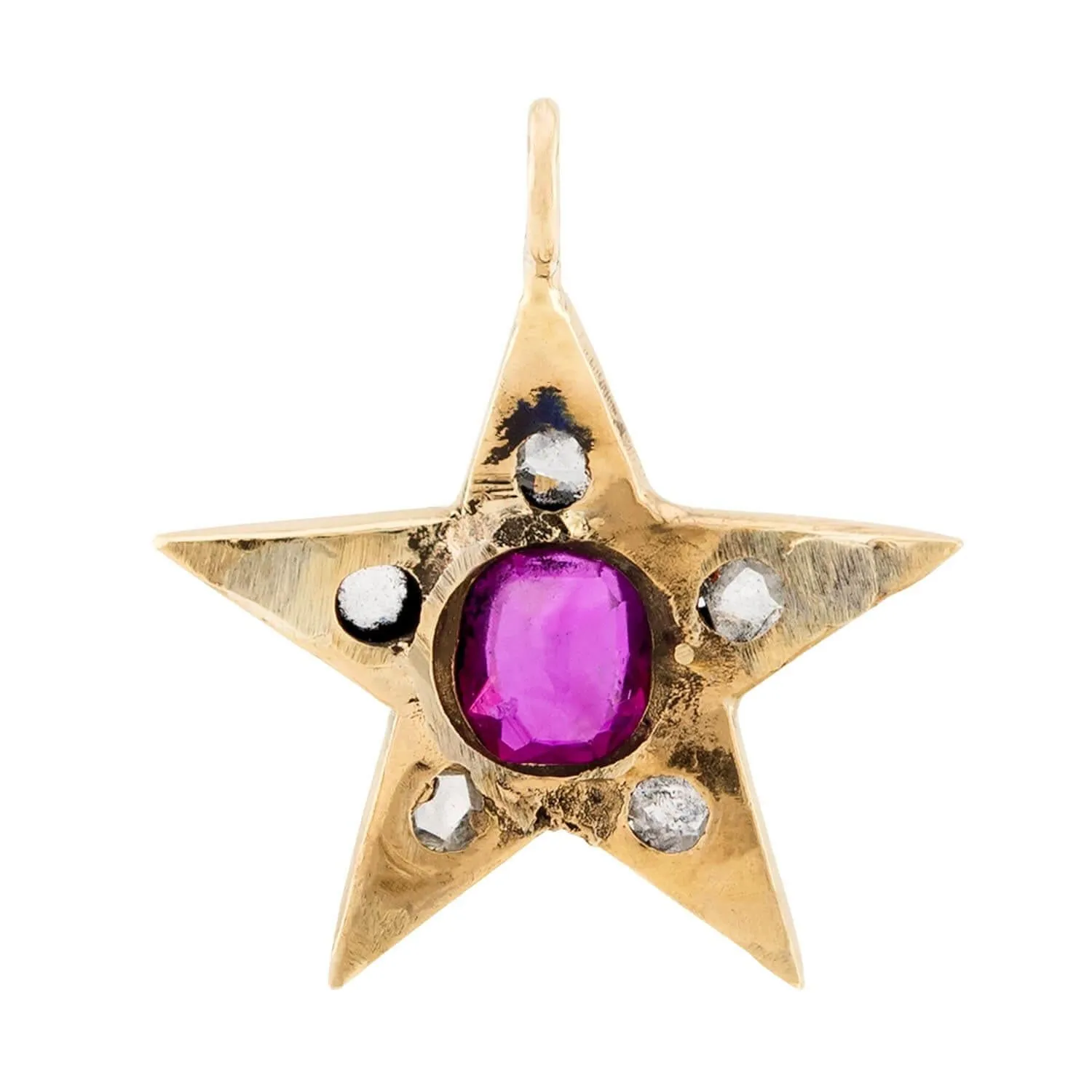 Victorian 18k Burma Ruby & Diamond Star Pendant