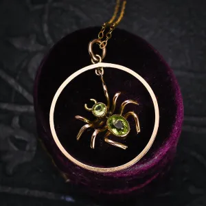 Victorian Peridot Spider Halo Pendant