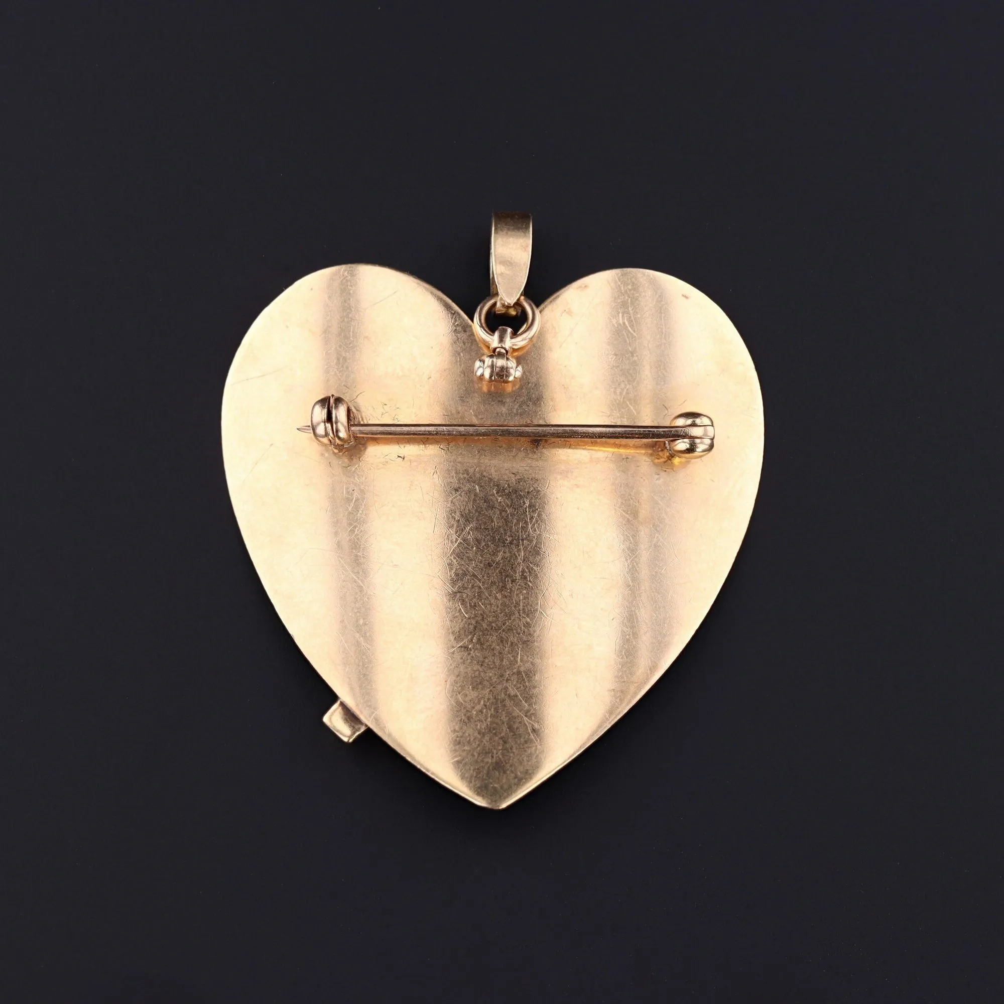 Vintage Heart Pendant | 14k Gold Heart With Ruby and Diamond Arrow