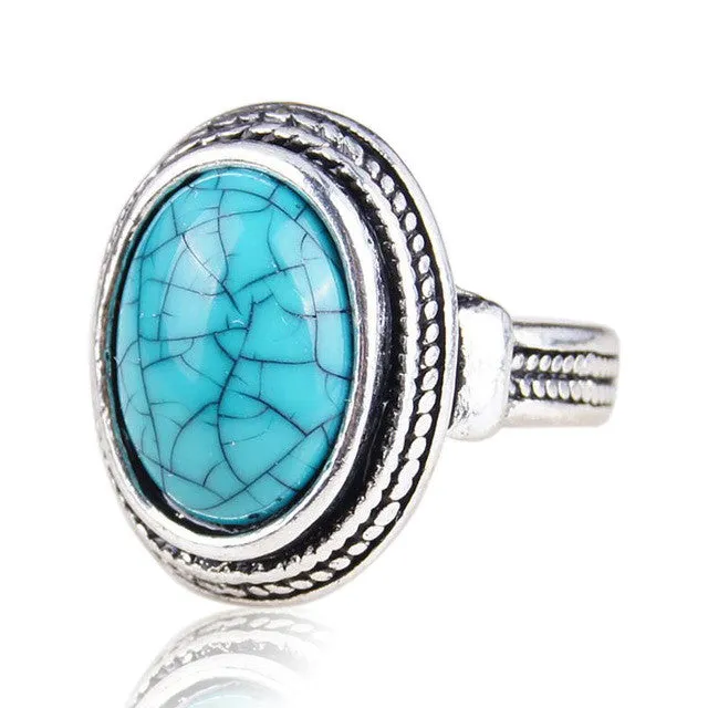 Vintage Look Bohemian Mini Turquoise Rings For Women Africa Bead Jewelry New Design High Quality