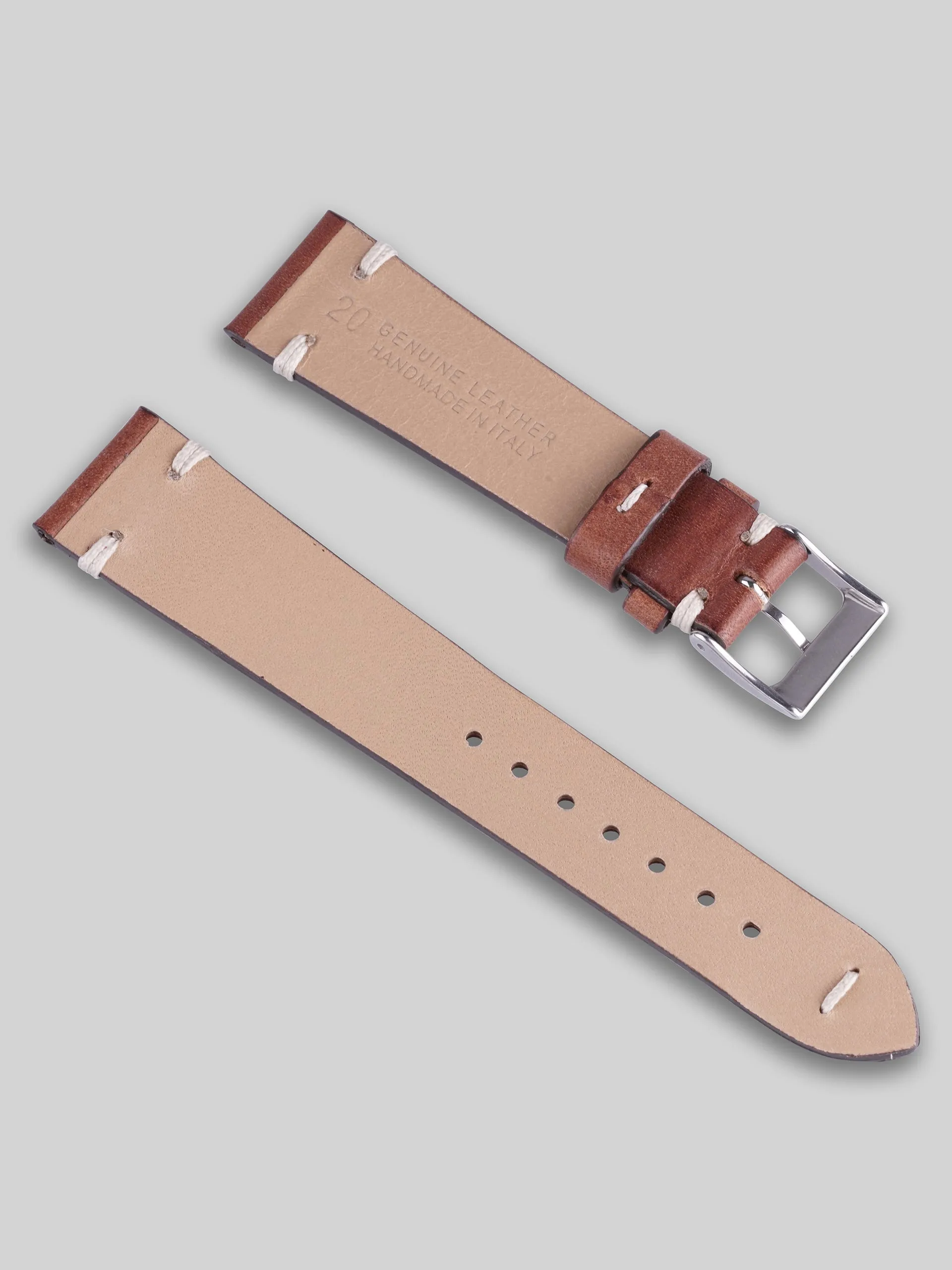 Vintage Style Calfskin Watch Strap - Havana