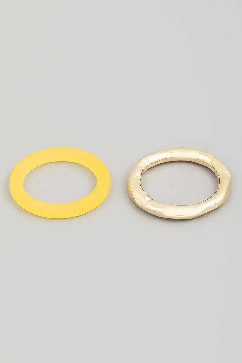Vintage Style Metallic Acrylic Resin Ring Set