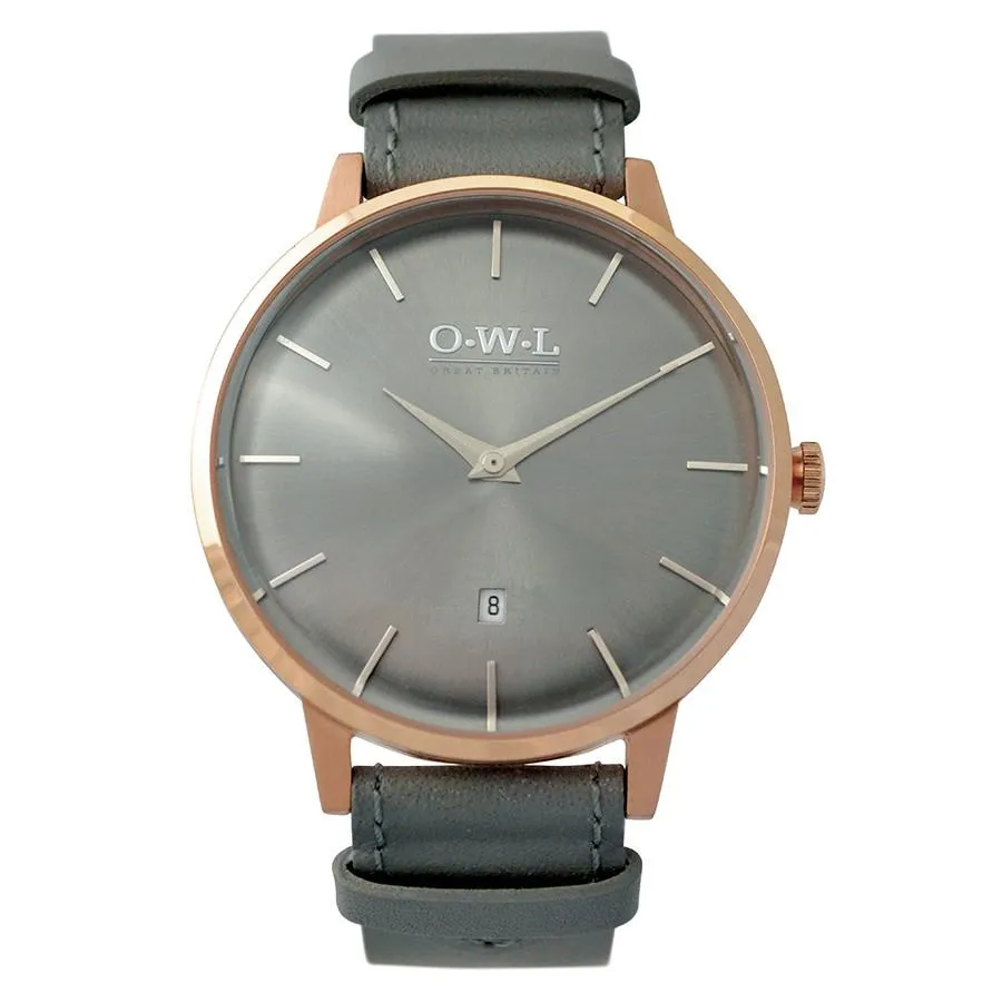 WALLOP GENTLEMAN'S ROSE GOLD & LIGHT GREY LEATHER STRAP WATCH