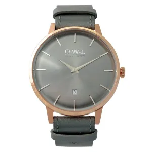 WALLOP GENTLEMAN'S ROSE GOLD & LIGHT GREY LEATHER STRAP WATCH